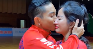 Kiện tướng dancesport" Khánh Thi khóc mừng Phan Hiển thắng Huy chương vàng tại SEA Games 31.